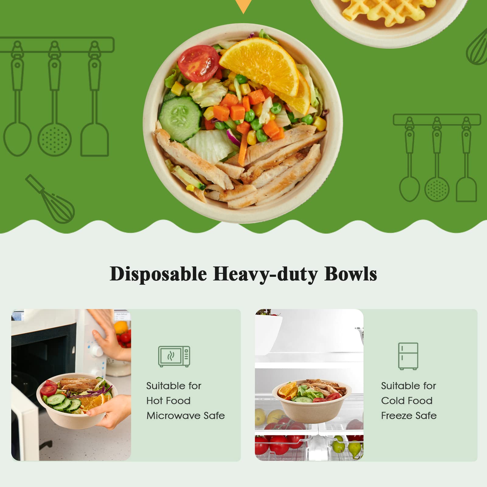 Durable Sugarcane Compostable Bowls｜BPI Certified, BPA - Free - ECOlipak