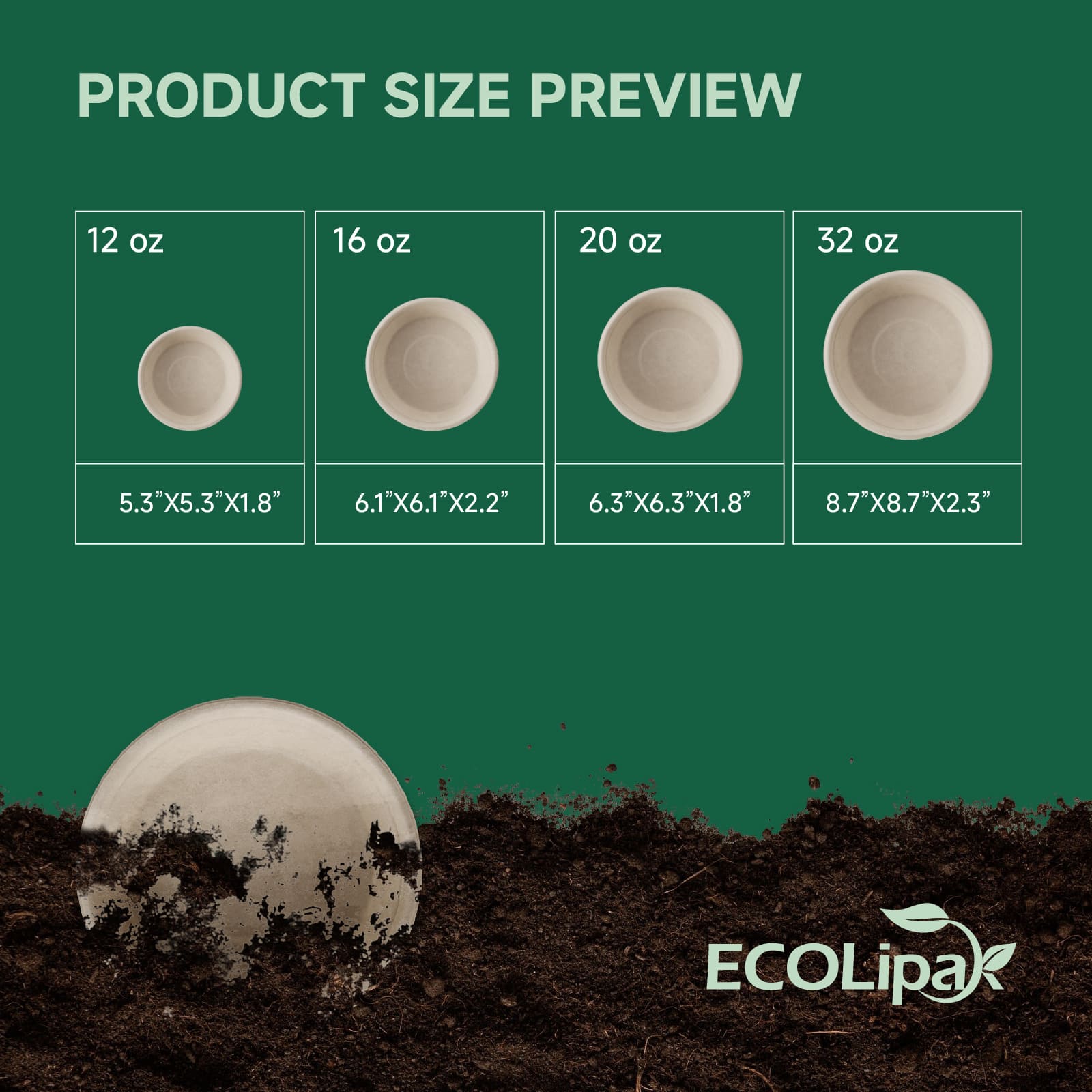 Durable Sugarcane Compostable Bowls｜BPI Certified, BPA - Free - ECOlipak