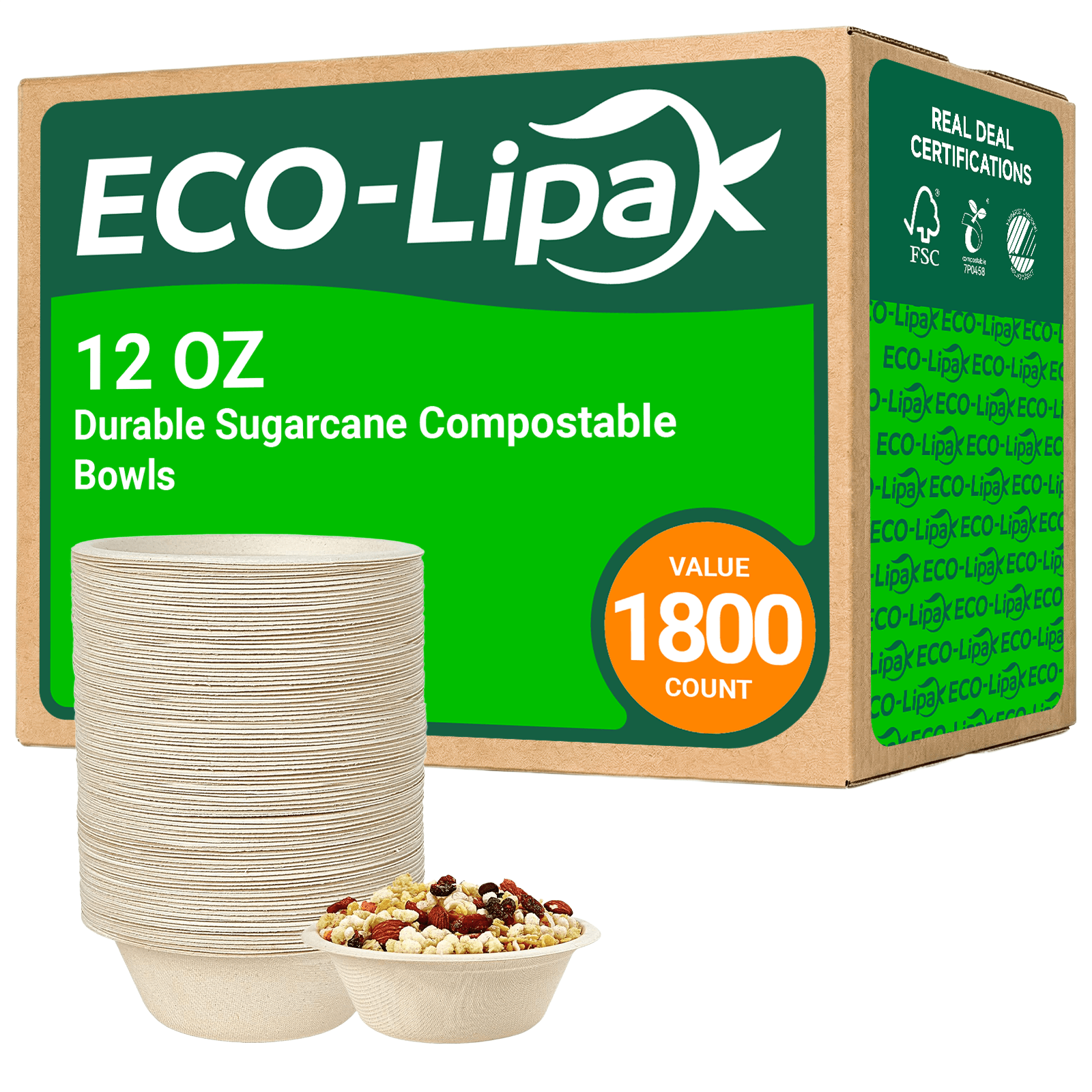 Durable Sugarcane Compostable Bowls｜BPI Certified, BPA - Free - ECOlipak