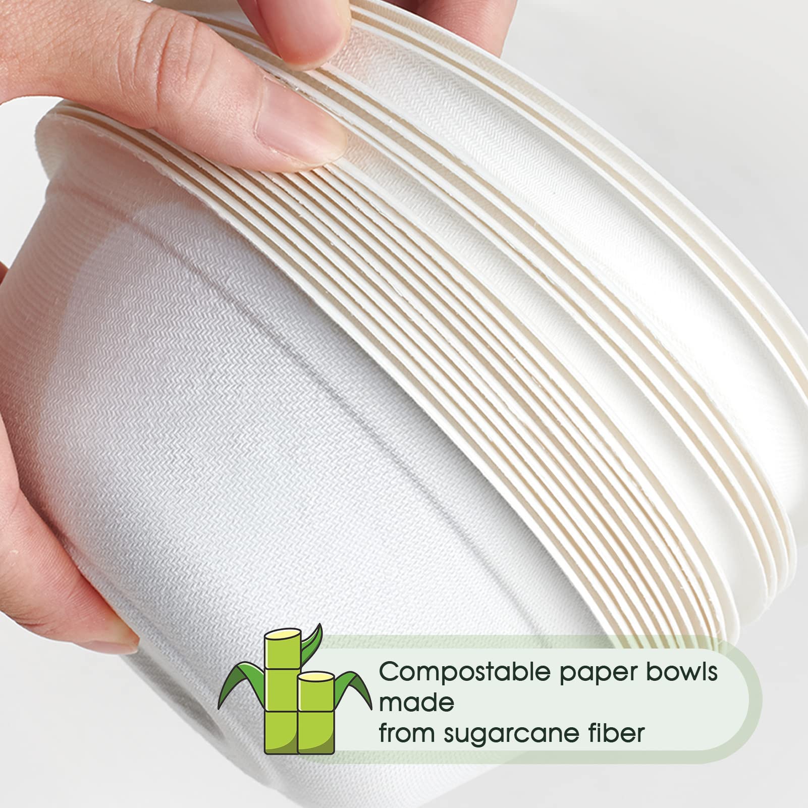 Durable Sugarcane Compostable Bowls｜BPI Certified, BPA - Free - ECOlipak
