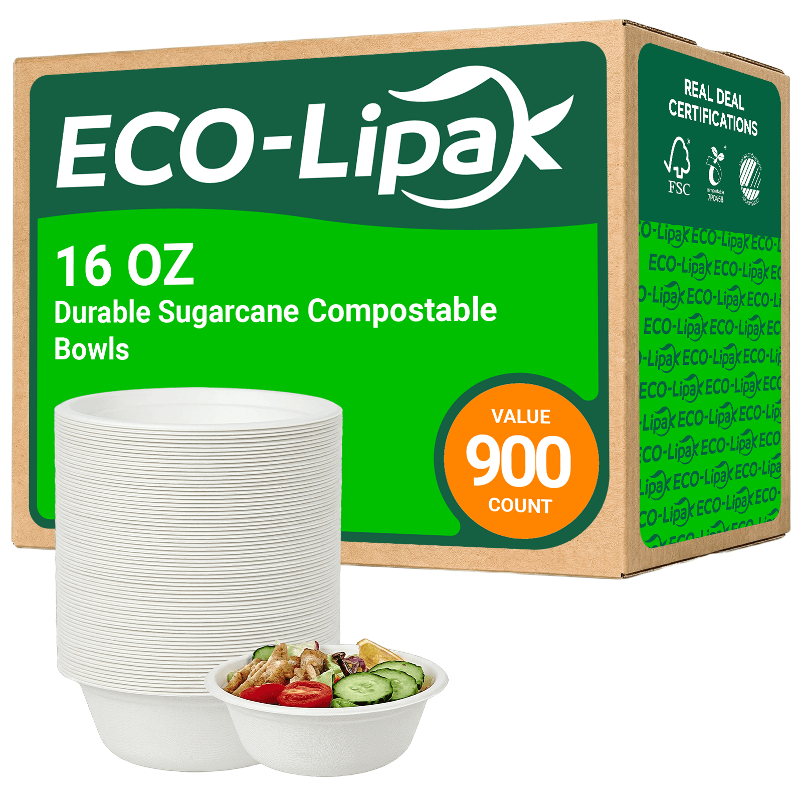 Durable Sugarcane Compostable Bowls｜BPI Certified, BPA - Free - ECOlipak