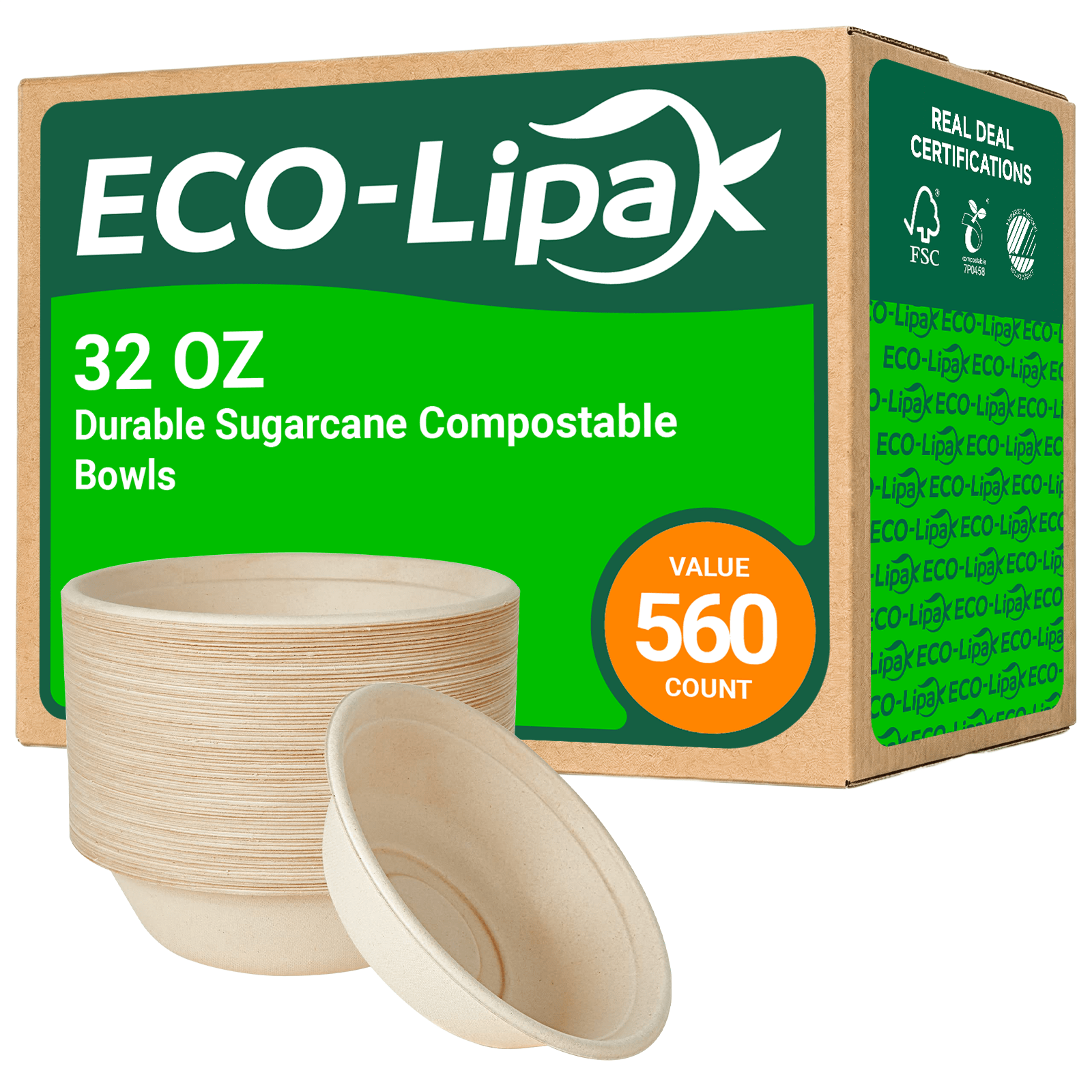 Durable Sugarcane Compostable Bowls｜BPI Certified, BPA - Free - ECOlipak