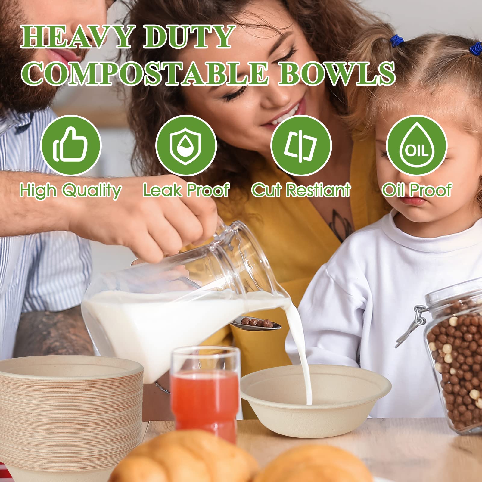 Durable Sugarcane Compostable Bowls｜BPI Certified, BPA - Free - ECOlipak