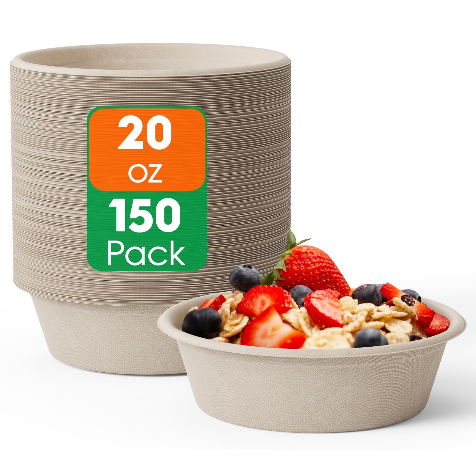 Durable Sugarcane Compostable Bowls｜BPI Certified, BPA - Free - ECOlipak