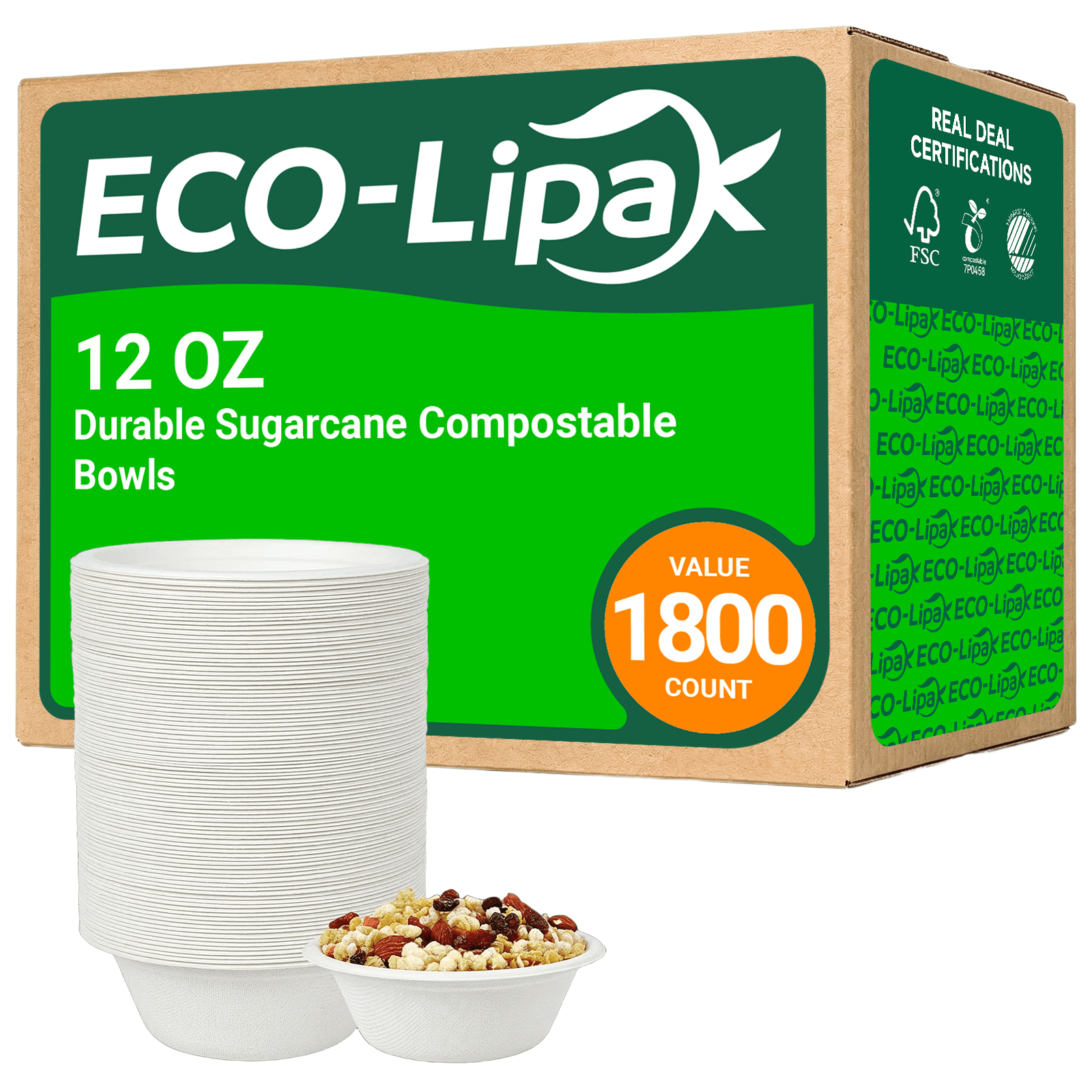 Durable Sugarcane Compostable Bowls｜BPI Certified, BPA - Free - ECOlipak
