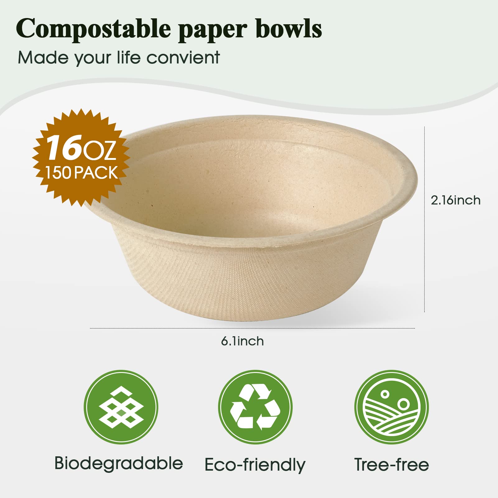 Durable Sugarcane Compostable Bowls｜BPI Certified, BPA - Free - ECOlipak