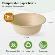 Durable Sugarcane Compostable Bowls｜BPI Certified, BPA - Free - ECOlipak