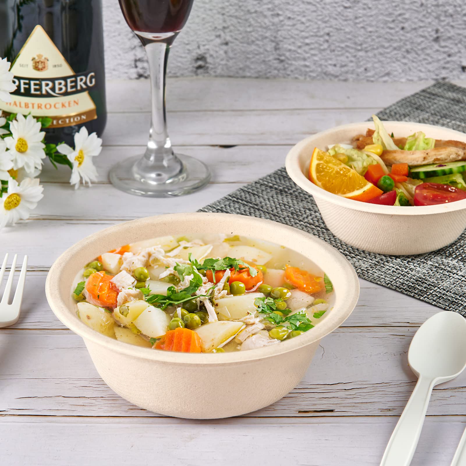 Durable Sugarcane Compostable Bowls｜BPI Certified, BPA - Free - ECOlipak
