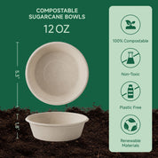 Durable Sugarcane Compostable Bowls｜BPI Certified, BPA - Free - ECOlipak