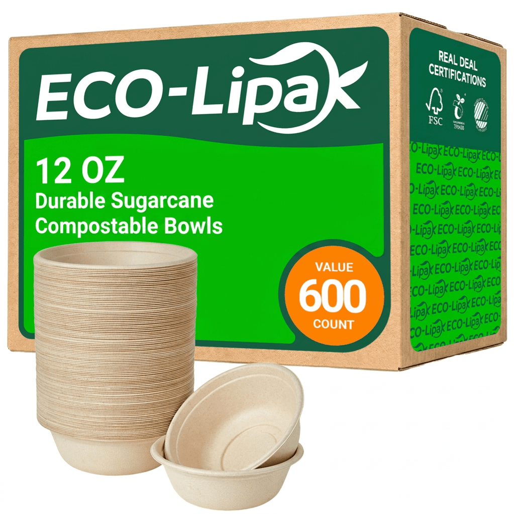 Durable Sugarcane Compostable Bowls｜PFAS-Free, BPA-Free - ECO-Lipak