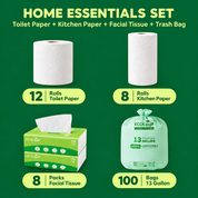 Eco-Friendly Home Essentials Set | Bamboo Paper & Compostable Trash Bags - ECO-Lipak