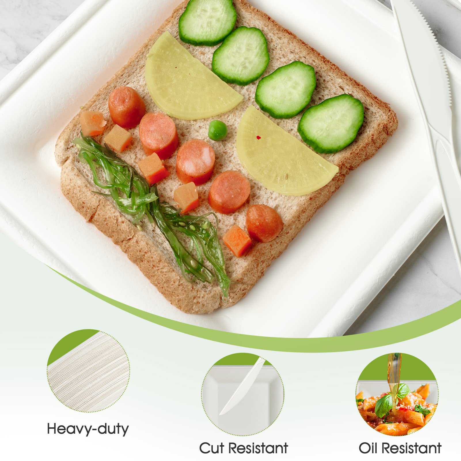 Compostable Sugarcane Square Plates