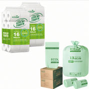 Compostable Bathroom & Waste Essentials Set | 2-ply Bamboo Toilet Paper & 13 Gallon Trash Bags