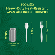 Heavy - Duty Heat - Resistant CPLA Fork, Knife & Spoon Compostable Cutlery｜BPA - Free, Non - toxic - ECO - Lipak