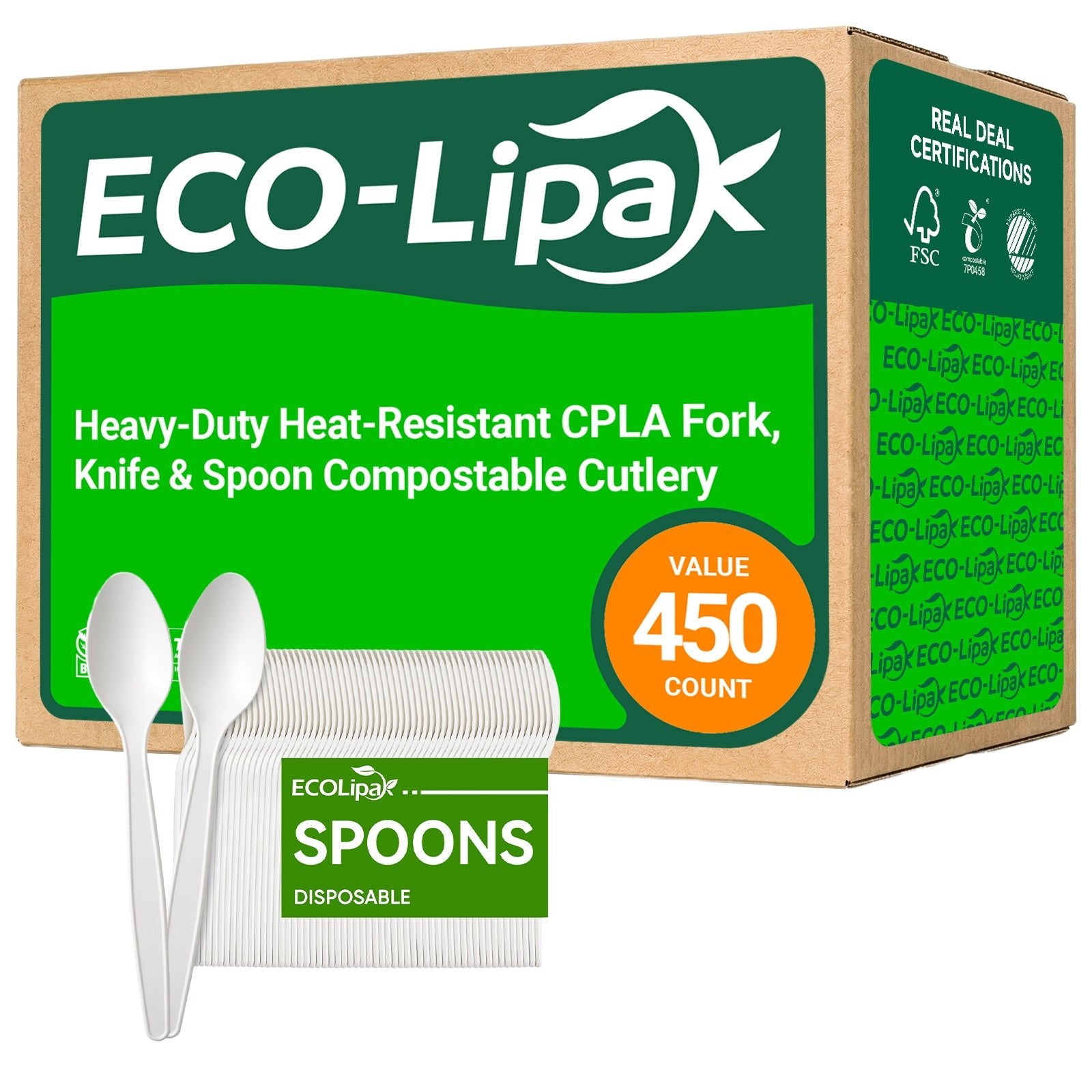 Heavy - Duty Heat - Resistant CPLA Fork, Knife & Spoon Compostable Cutlery｜BPA - Free, Non - toxic - ECOlipak