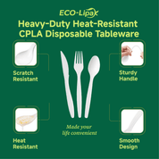 Heavy - Duty Heat - Resistant CPLA Fork, Knife & Spoon Compostable Cutlery｜BPA - Free, Non - toxic - ECO - Lipak