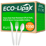 Heavy - Duty Heat - Resistant CPLA Fork, Knife & Spoon Compostable Cutlery｜BPA - Free, Non - toxic - ECOlipak