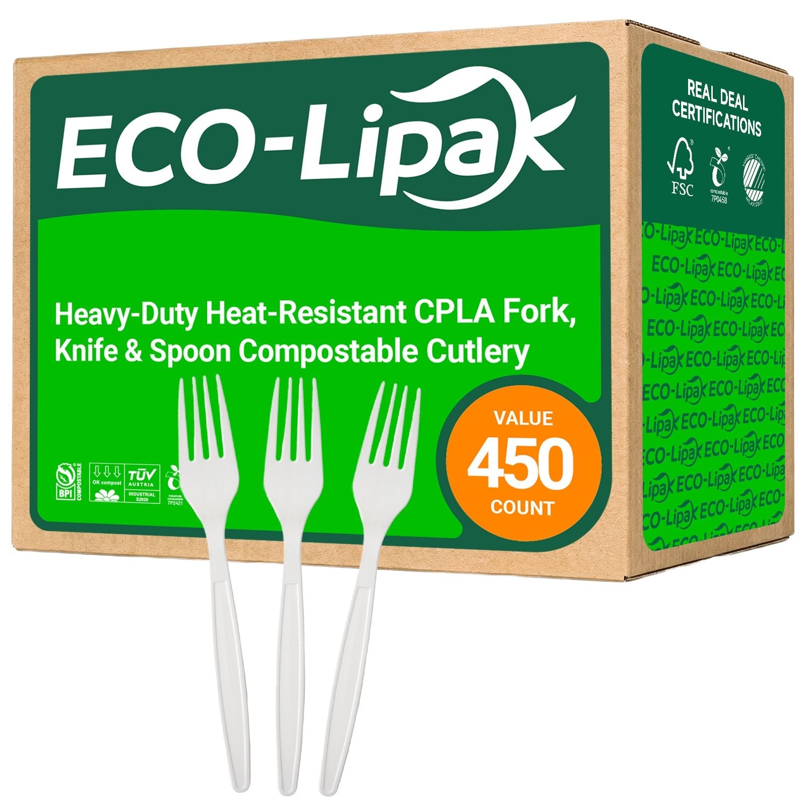 Heavy - Duty Heat - Resistant CPLA Fork, Knife & Spoon Compostable Cutlery｜BPA - Free, Non - toxic - ECOlipak