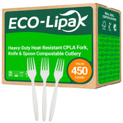 Heavy - Duty Heat - Resistant CPLA Fork, Knife & Spoon Compostable Cutlery｜BPA - Free, Non - toxic - ECOlipak