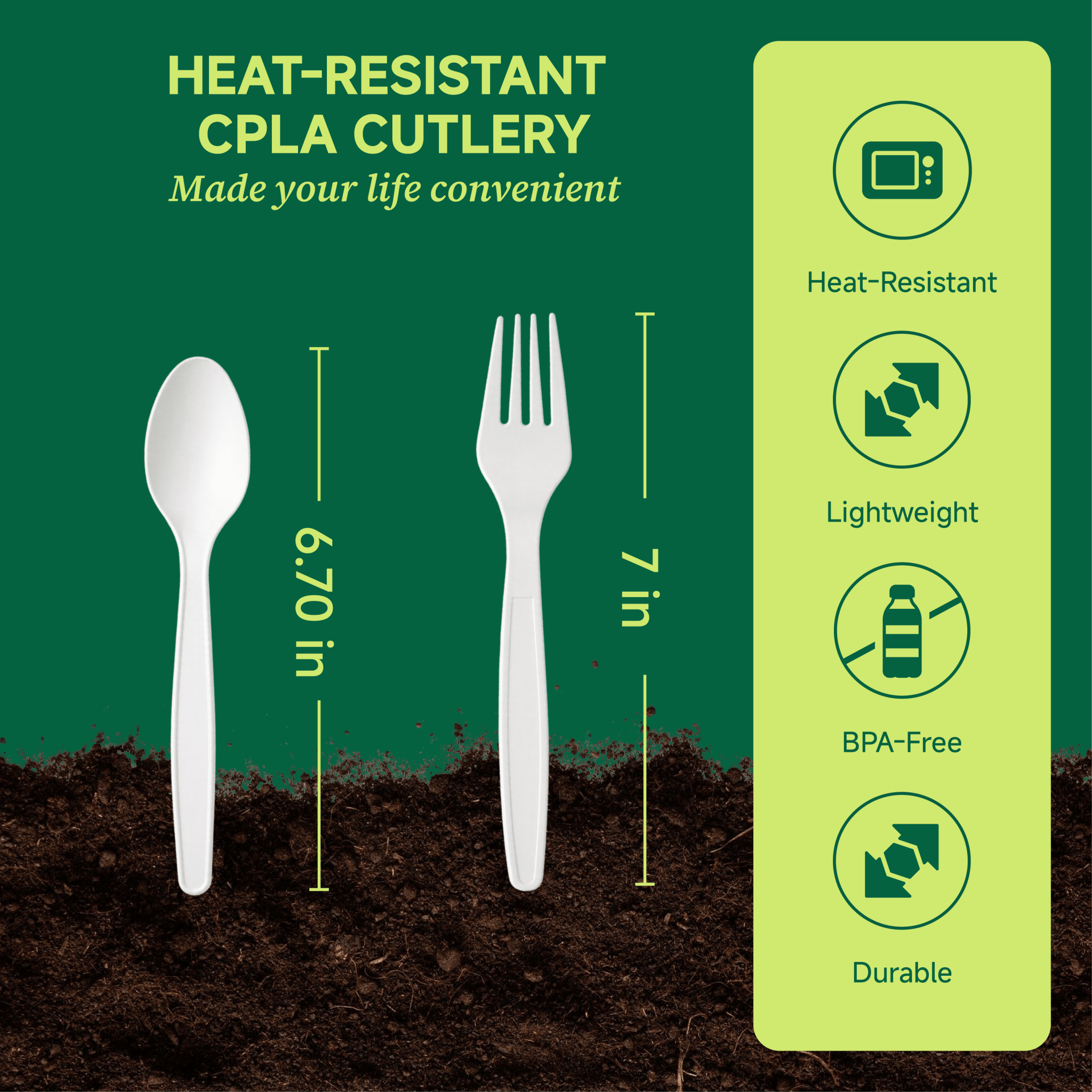 Heavy - Duty Heat - Resistant CPLA Fork, Knife & Spoon Compostable Cutlery｜BPA - Free, Non - toxic - ECO - Lipak