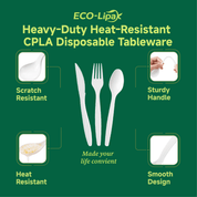 Heavy - Duty Heat - Resistant CPLA Fork, Knife & Spoon Compostable Cutlery｜BPA - Free, Non - toxic - ECO - Lipak