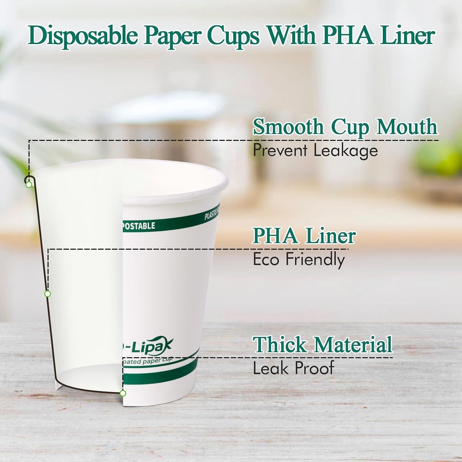 Vasos Compostables Ecológicos para Bebidas Calientes｜Sin BPA, Sin Plástico