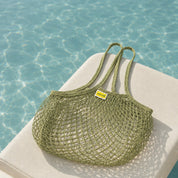 Mesh Grocery Bag Reusable Cotton Shopping Tote with Long Handles for Daily Outing, Shopping & Beach - ECO-Lipak