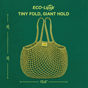 Mesh Grocery Bag Reusable Cotton Shopping Tote with Long Handles for Daily Outing, Shopping & Beach - ECO-Lipak