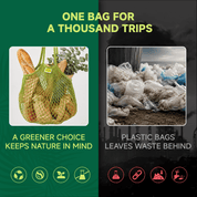 Mesh Grocery Bag Reusable Cotton Shopping Tote with Long Handles for Daily Outing, Shopping & Beach - ECO-Lipak