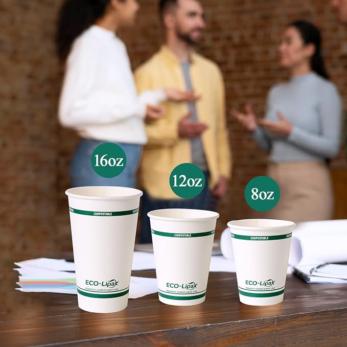 Multi-Size PHA-Lined Hot & Cold Compostable Paper Cups｜BPA-Free, Plastic-Free - ECO-Lipak