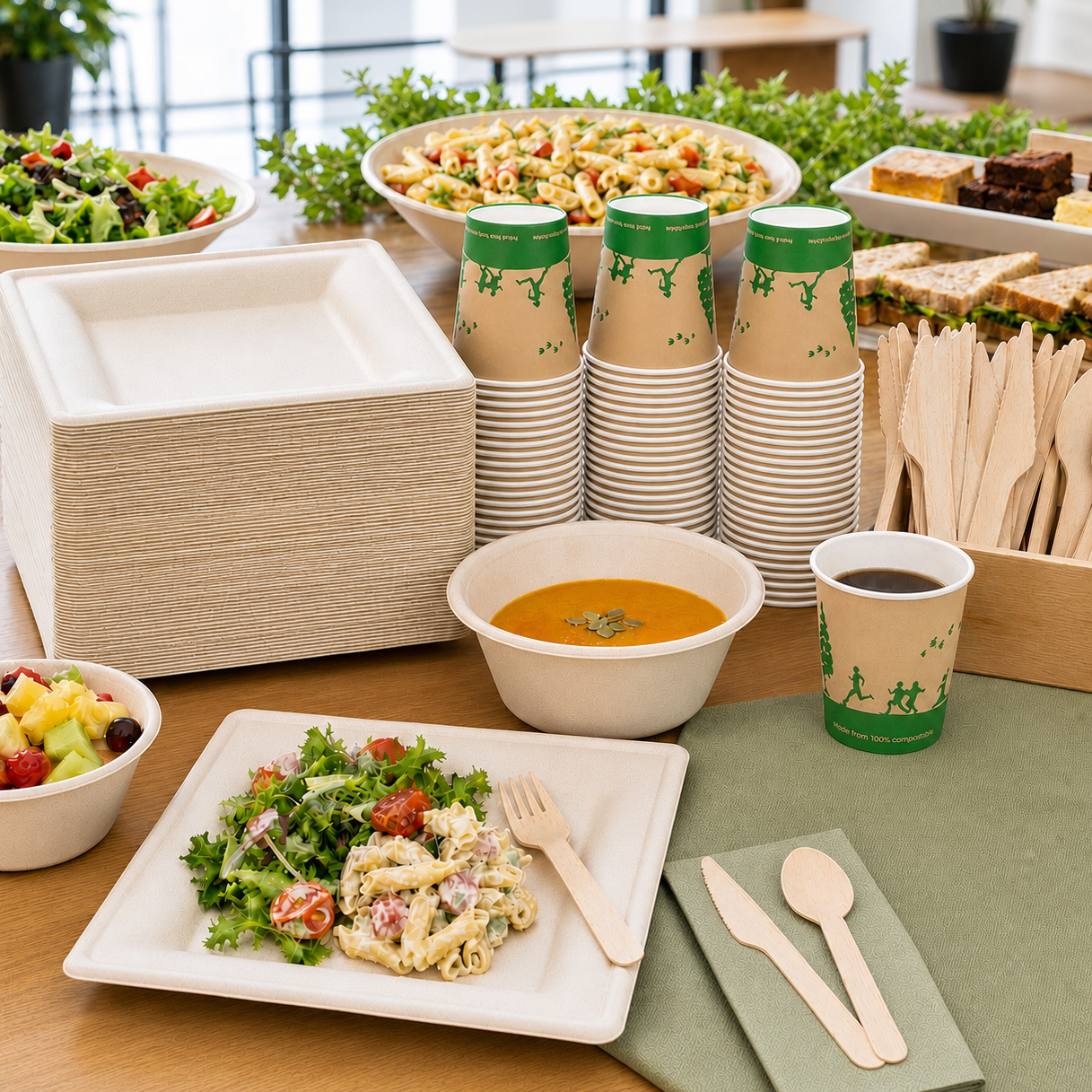 Natural Complete Tableware Set for Catering, Parties & Gatherings - ECO-Lipak