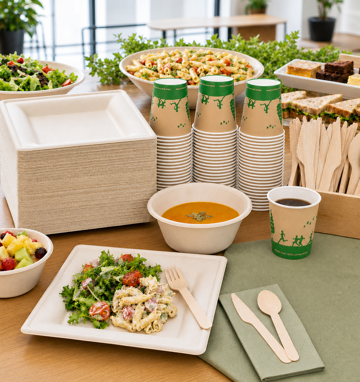 Natural Complete Tableware Set for Catering, Parties & Gatherings - ECO-Lipak