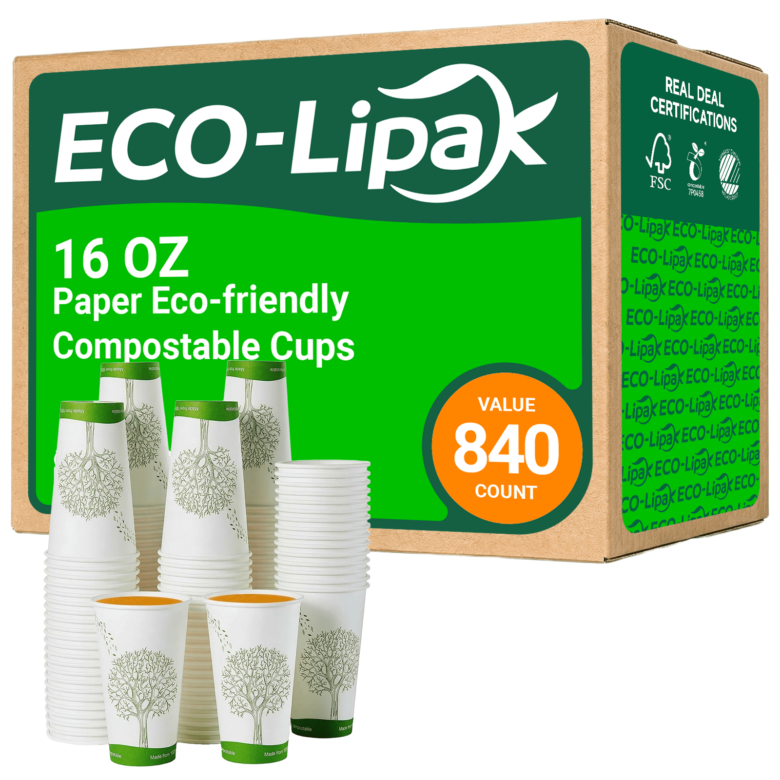 Paper Eco - friendly Compostable Cups｜Leak - Resistant, BPA - Free - ECOlipak