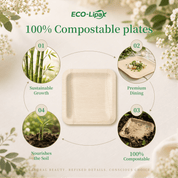Premium Bamboo Dinner & Dessert Tableware Set for Events & Celebrations | Complimentary Mesh Bag Gift - ECO-Lipak