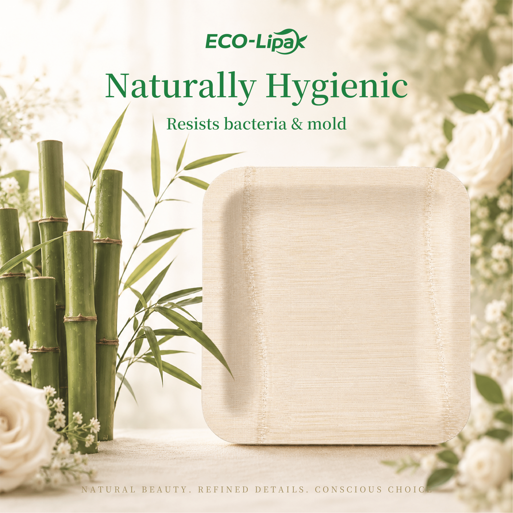 Premium Bamboo Dinner & Dessert Tableware Set for Events & Celebrations | Complimentary Mesh Bag Gift - ECO-Lipak