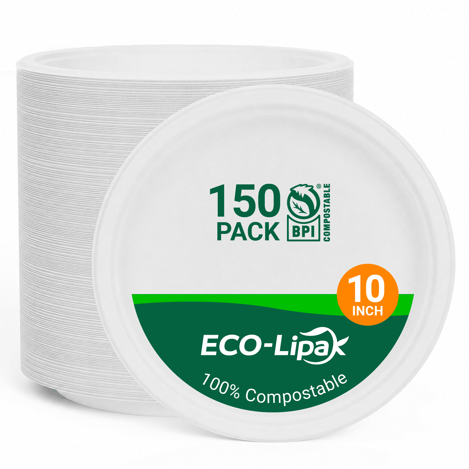 Round Cut-Resistant Sugarcane Compostable Plates｜BPI Certified, PFAS-Free, BPA-Free - ECO-Lipak