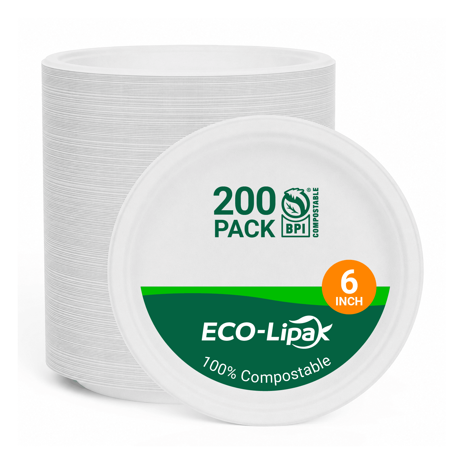 Round Cut-Resistant Sugarcane Compostable Plates｜BPI Certified, PFAS-Free, BPA-Free - ECO-Lipak