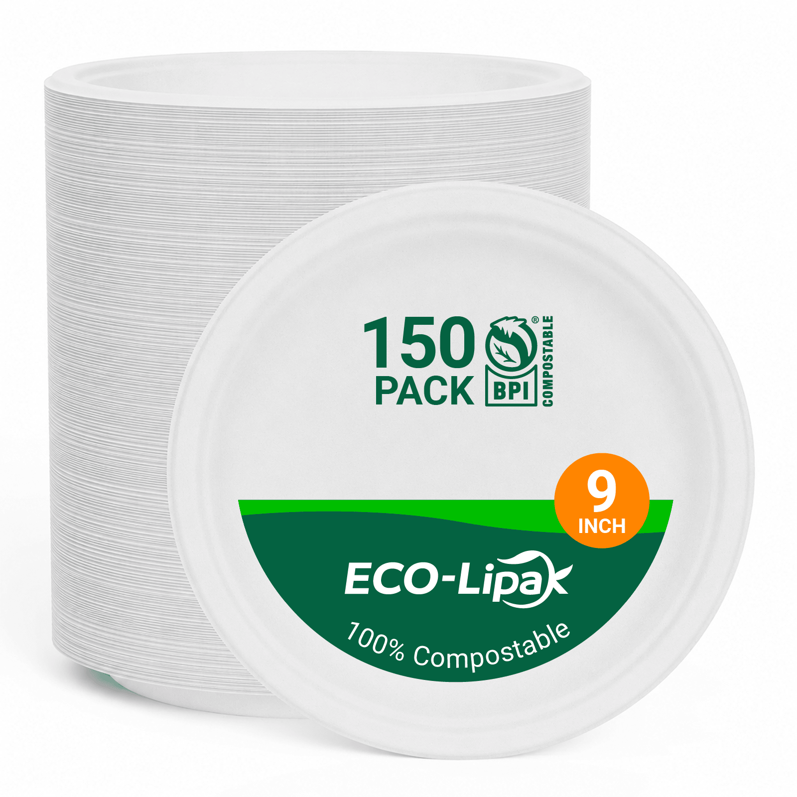 Round Cut-Resistant Sugarcane Compostable Plates｜BPI Certified, PFAS-Free, BPA-Free - ECO-Lipak