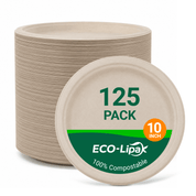 Round Cut-Resistant Sugarcane Compostable Plates｜PFAS-Free, BPA-Free - ECO-Lipak