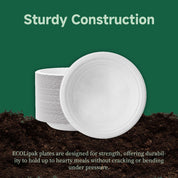 Round Cut - Resistant Sugarcane Compostable Plates｜PFAS - Free, BPA - Free - ECOlipak
