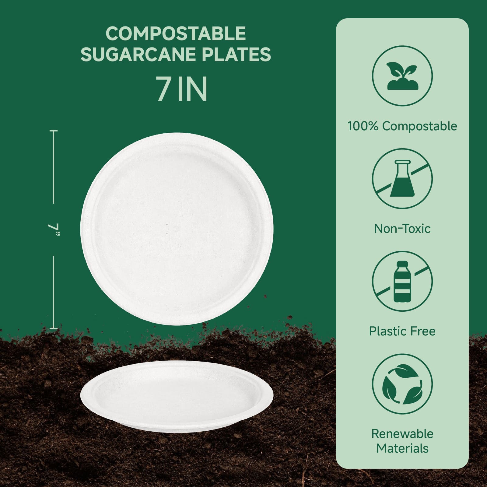 Round Cut - Resistant Sugarcane Compostable Plates｜PFAS - Free, BPA - Free - ECOlipak
