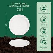 Round Cut - Resistant Sugarcane Compostable Plates｜PFAS - Free, BPA - Free - ECOlipak