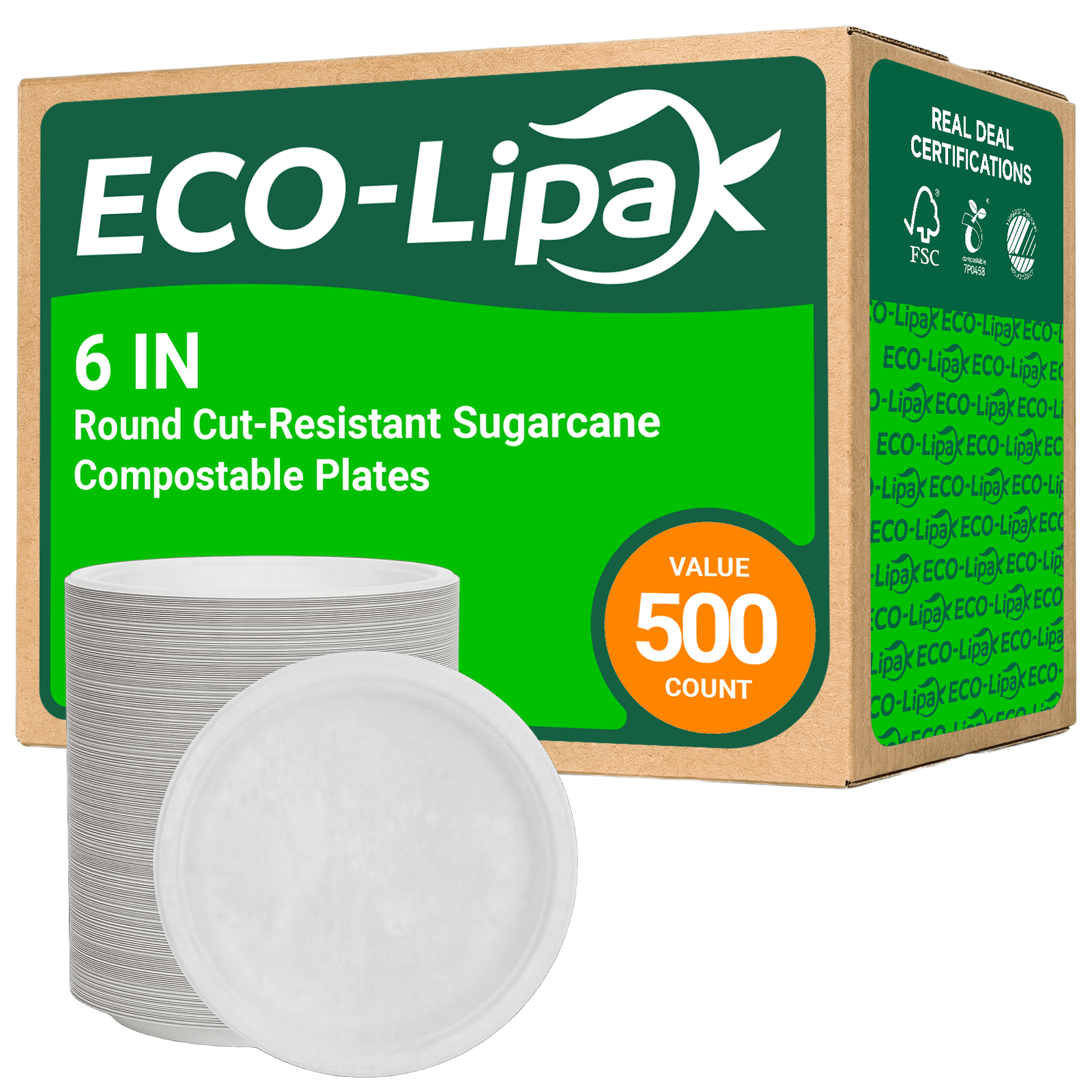 Round Cut - Resistant Sugarcane Compostable Plates｜PFAS - Free, BPA - Free - ECOlipak