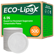 Round Cut - Resistant Sugarcane Compostable Plates｜PFAS - Free, BPA - Free - ECOlipak