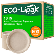 Round Cut - Resistant Sugarcane Compostable Plates｜PFAS - Free, BPA - Free - ECOlipak