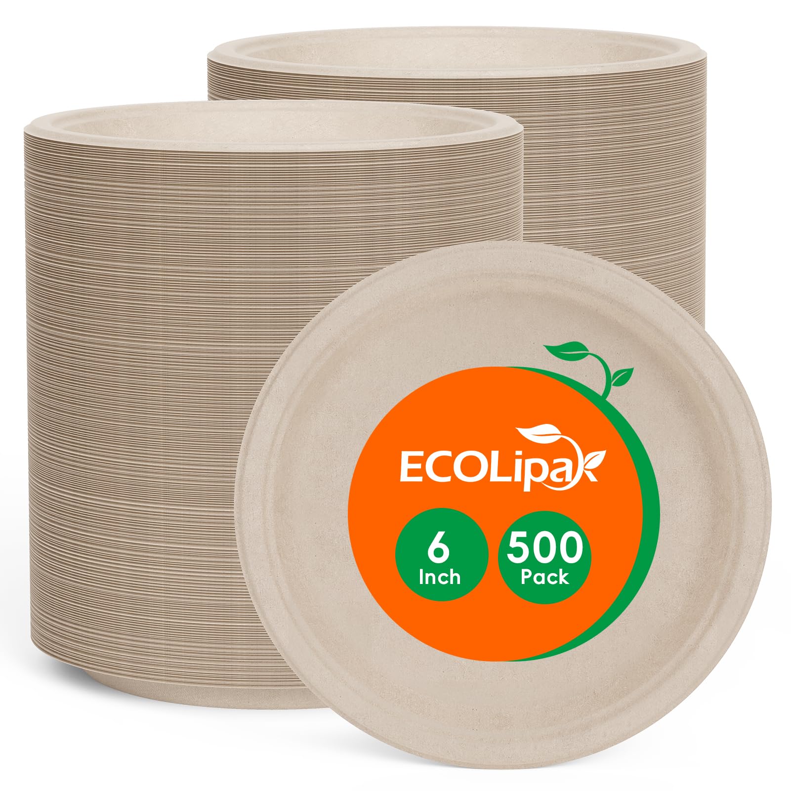 Round Cut - Resistant Sugarcane Compostable Plates｜PFAS - Free, BPA - Free - ECOlipak