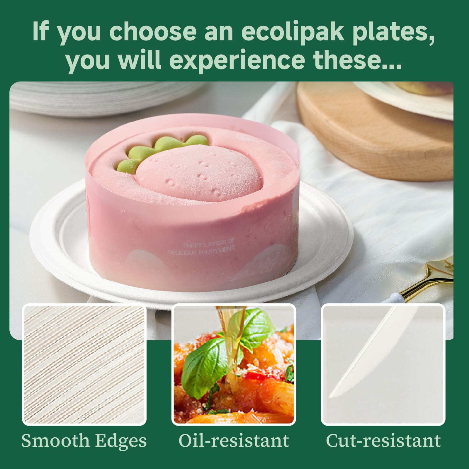 Round Cut - Resistant Sugarcane Compostable Plates｜PFAS - Free, BPA - Free - ECOlipak