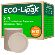 Round Cut - Resistant Sugarcane Compostable Plates｜PFAS - Free, BPA - Free - ECOlipak