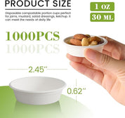 Round Leak - Resistant Sugarcane Compostable Souffle Cups｜BPI Certified, BPA - Free - ECOlipak