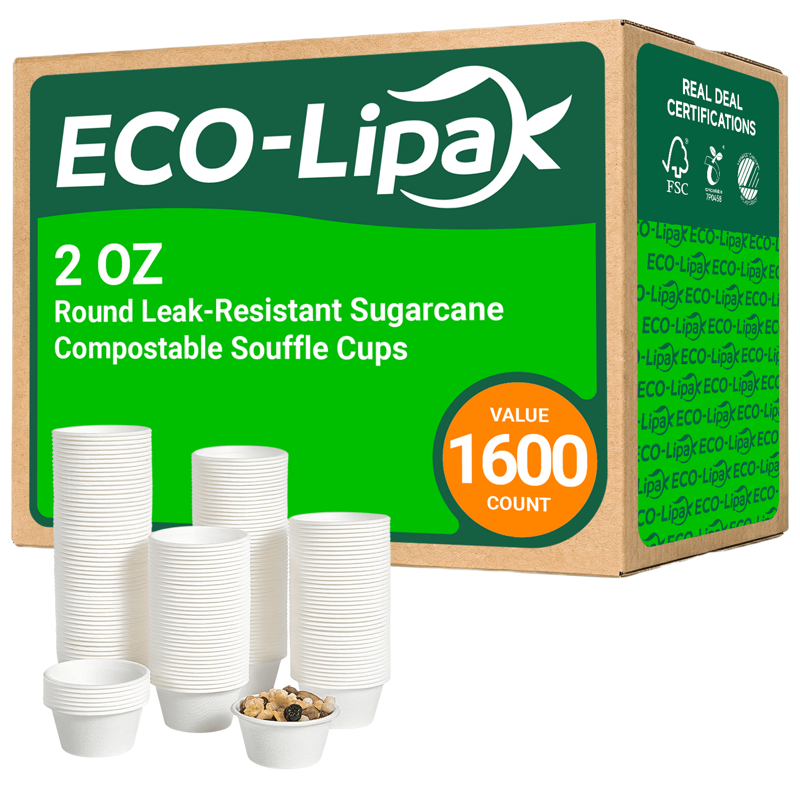 Round Leak - Resistant Sugarcane Compostable Souffle Cups｜BPI Certified, BPA - Free - ECOlipak